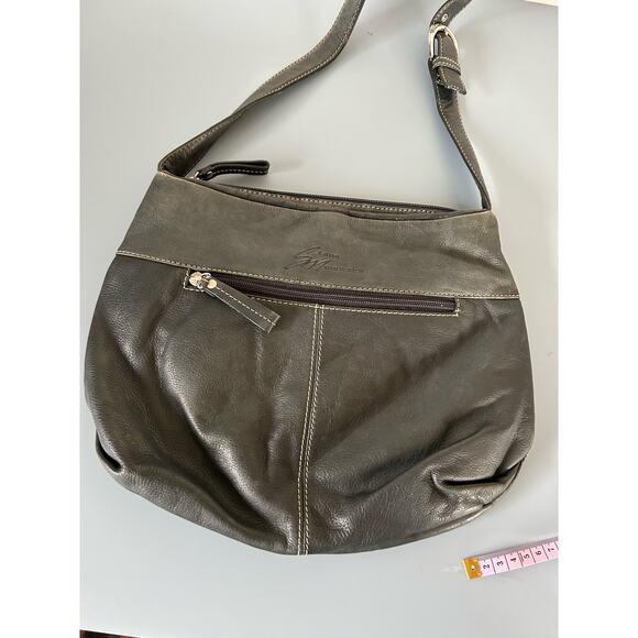 Stone Mountain womens leather shoulder bag purse dark turqoise green - Picture 2 of 10